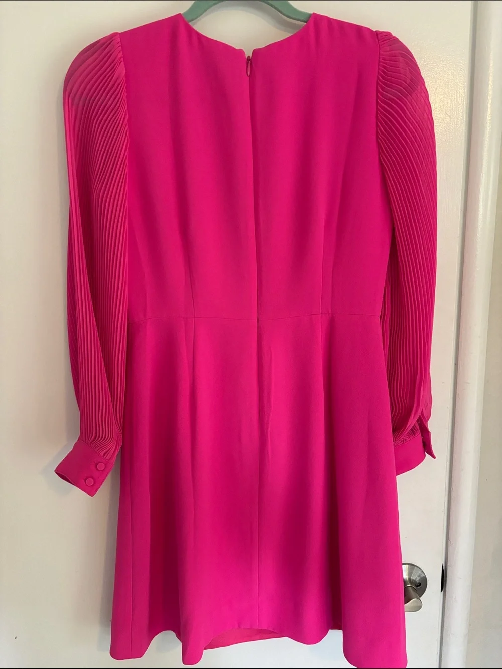J. Crew Hot Pink Pleated Sleeve A-Line Dress